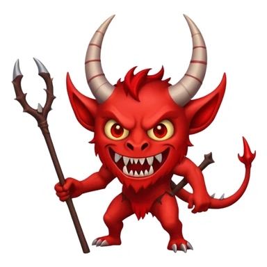 Demon with a stick sticker
