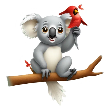 Koala riding cardinal bird sticker
