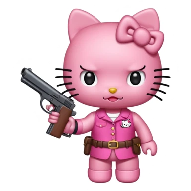 Hello kitty holding a gun sticker
