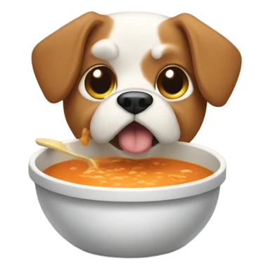 Dog eating soup sticker