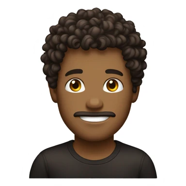 curly head tan guy shirt hair dark brown, black shirt sticker