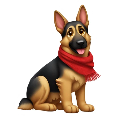 german shepherd wearing a red scarf sticker