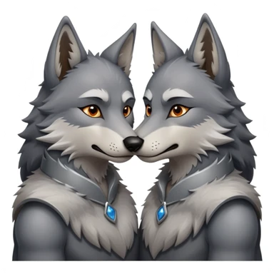 anthropomorphic male wolfs kissing  sticker