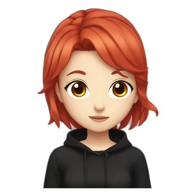 anime girl with red hair and black clothes sticker