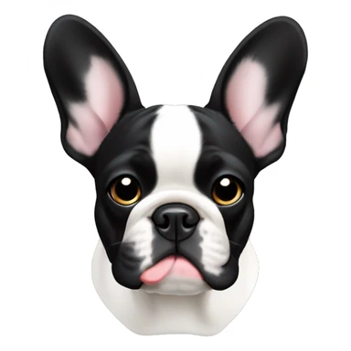 French bulldog black and white, muzzle black with a white stripe in the middle sticker
