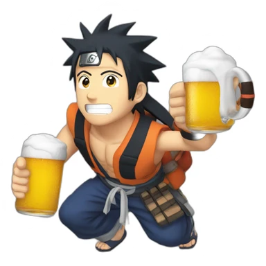 Naruto vivant une bière qui boit une bière sticker