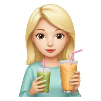 A coquette blonde girl holding a smoothie in her hand sticker