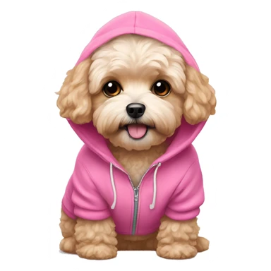 A maltipoo in a pink hoodie sticker