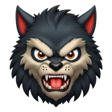 Create an emoji of Werewolf half bodied till waist sharp nails angry face black sticker