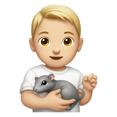 Baby holding a rat sticker