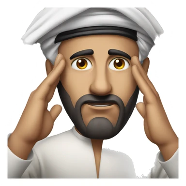 Arab holding his head with his hands photorealistic serious sticker