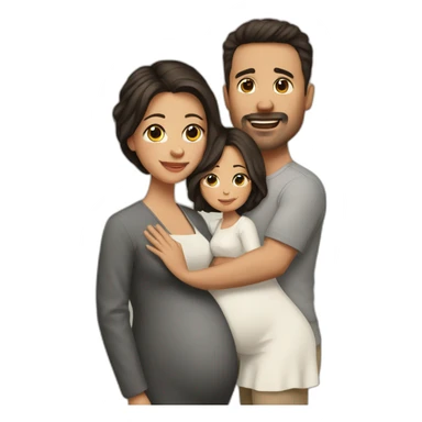 Husband (no mustache, no beard) and pregnant wife have dark brown haircut sticker