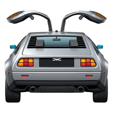 Silver DMC 12 Delorean 30 degree rear backview sticker