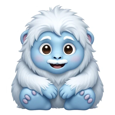 Cinematic Cute Yeti Portrait Emoji, with a charming, small, fluffy form in soft snowy whites and cool blues, featuring big, innocent eyes and a shy, gentle smile, simplified yet irresistibly endearing, highly detailed with a soft glowing outline that captures the whimsical charm of a friendly yeti ready for a cuddle! sticker