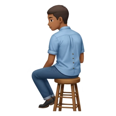 a person sitting on stool back head turn

 sticker