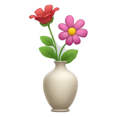 a vase with a flower sticker