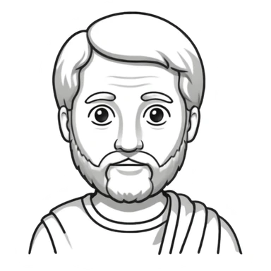 Aristotle drawing as a black outline icon, no fill, hand-drawn look sticker