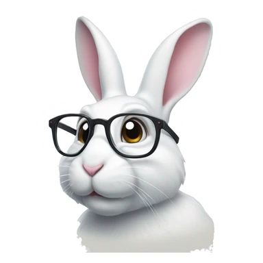 The white rabbit in glasses looks up sticker