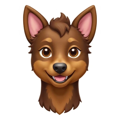 Cinematic Comical Brown and Tan Kelpie Portrait Emoji, Head tilted dramatically with an exaggeratedly amused expression, featuring a striking brown Fur with bold tan accents, wide, expressive warm eyes filled with playful disbelief, Simplified yet hilariously expressive features, highly detailed, glowing with a slightly sassy glow, high shine, dramatic yet playful, stylized with an air of cheeky mischief, bright and endearing, soft glowing outline, capturing the essence of a spirited and over-the-top herder, so meme-worthy it feels like it could side-eye its way into internet fame instantly! sticker