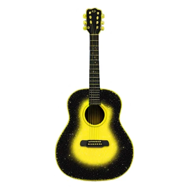 Realistic neon yellow to black acoustic guitar with sparkly shiny glitter and diamonds on it. sticker