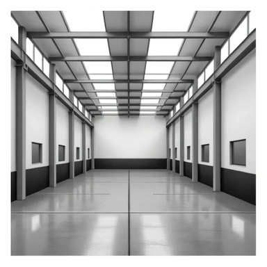 a 2d warehouse in black and white for a report sticker