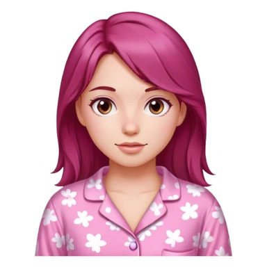 A beautiful, burgundy haired girl wearing pink pajamas sticker
