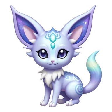 Shiny Exotic Cute Adorable Majestic Ethereal Sparkly Espeon-Meowstic-Hybrid-Creature with pattern-markings sticker