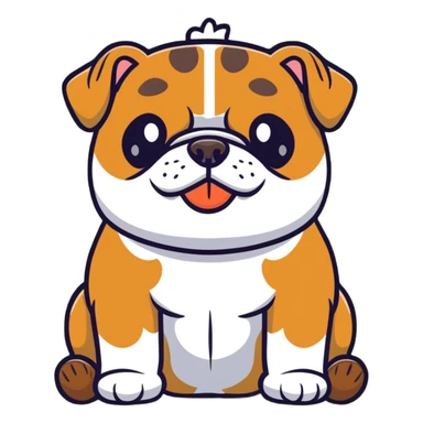 super cute bulldog sitting, front facing sticker