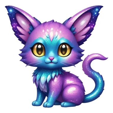 P moe meow meow cute fuzzy realistic glittery Randomly-faerie-drake-colored sparkly exotic Fakémon-creature sticker