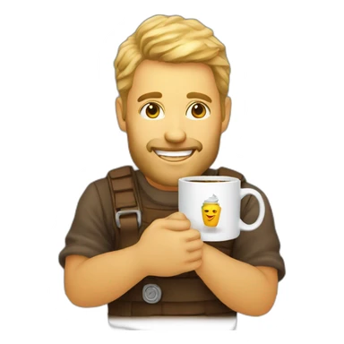 satisfied nordic developer with coffe mug sticker