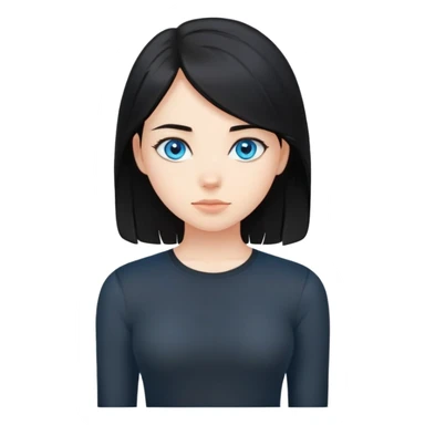 girl with medium black hair without bangs and blue eyes in black tight shirt sticker