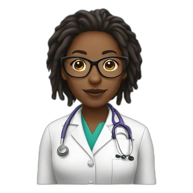 black woman doctor with dreadlocks and large glasses sticker