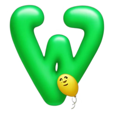 The letter W in a green shaped ballon sticker