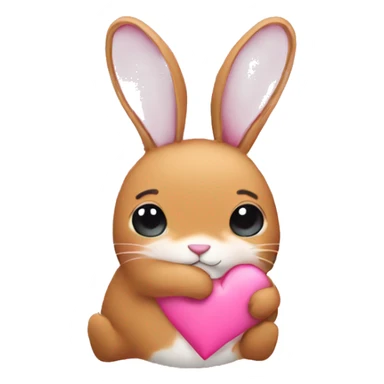 Bun holding pink heart sticker