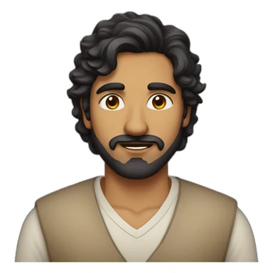 Indian man with dark, wavy hair, aquiline nose, fair-skinned, black, short beard sticker