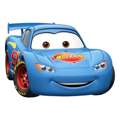 Lightning McQueen 95 blue race car smiling cartoon style sticker