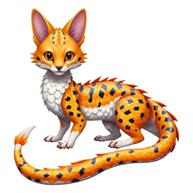 Flurry furry scaly sergal-serval-possum-sphynx-Koi-sergal-fusion-animal-hybrid-creature with a snake-tail sticker