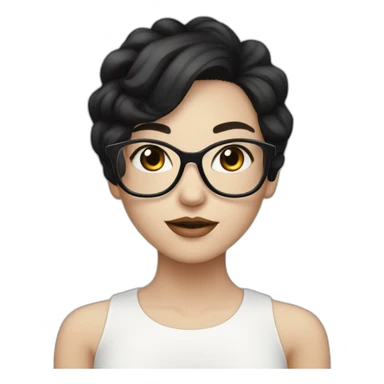 Lovely girl with white skin and glasses and black hair and black eyes sticker