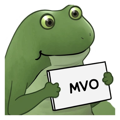 bufo frog emoji holding a sign that says 'mvo' sticker