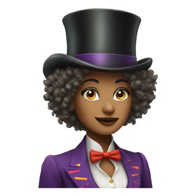Woman with curly hair and top hat Circus sticker