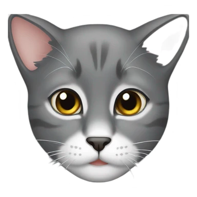 Gray cat white chin sticker