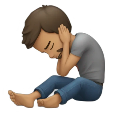 man prostrates himself asking for help sticker