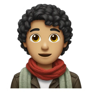 A boy, Has a scarf from Palestine black hair sticker