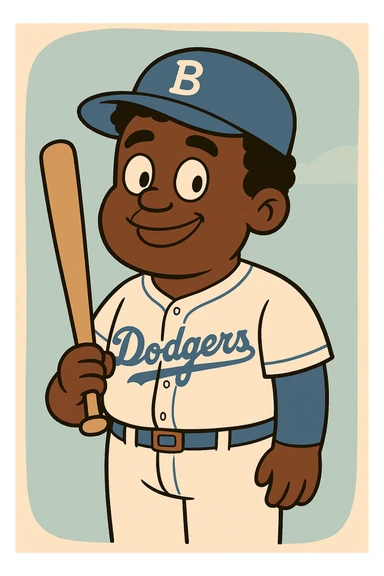 Light blue Little people pictures a boy Jackie Robinson Witam by 20 Label Sanches Vegas Mustined by Linzie Heater sticker