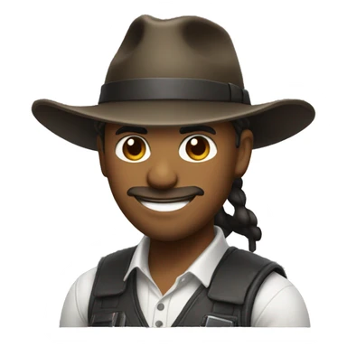 Gamer with ponytail tipping their fedora and smirking sticker