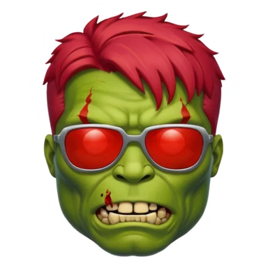 Zombie hulk with red hair and sun glasses face sticker