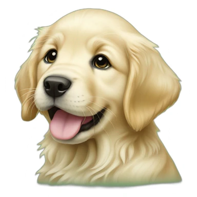 English cream Golden retriever puppy realistic green background sticker