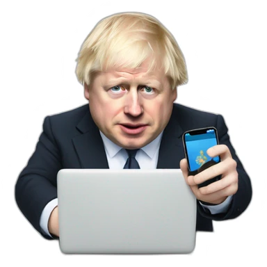 Boris Johnson with a mobile phone sticker