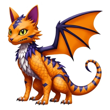 with red markings, scaley scaly batty feline-like quadrupedal digitigrade furry feral Bastet-Noibat-Gatomon-Garchomp-Digimon-Fakémon-Pokémon-creature (full body) sticker