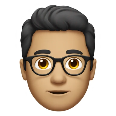 dark-haired man without a beard with circular glasses sticker